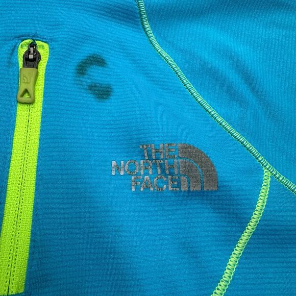 The North Face FlashDry 1/4 Zip Pullover Jacket Womens Small Blue Neon Green - Picture 6 of 16